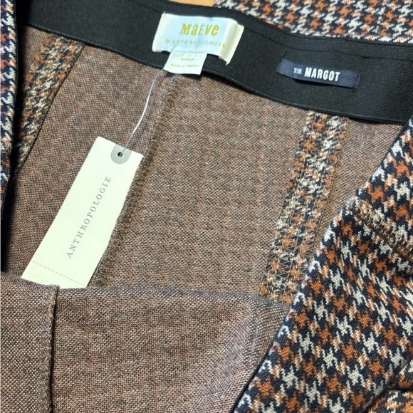 Anthropologie Brown Plaid Cropped Pants nwt Maeve - Picture 2 of 4